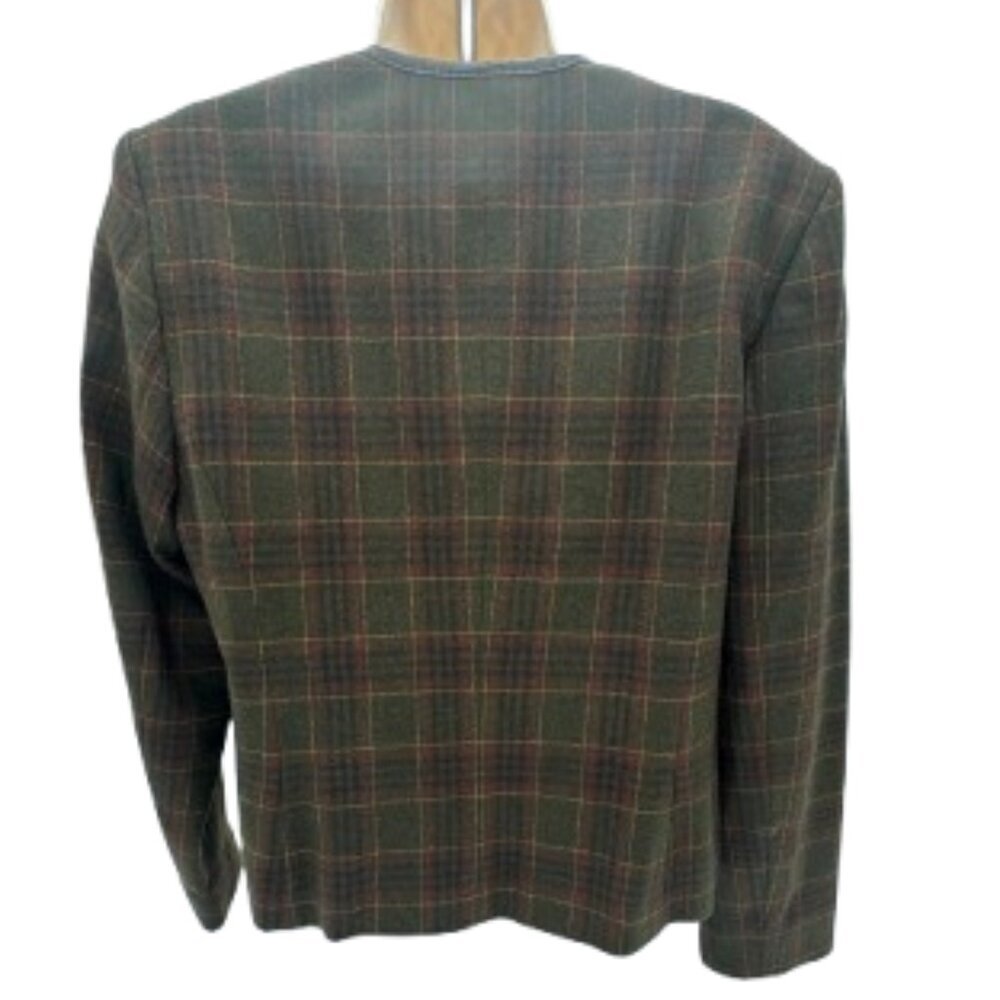Pendleton Wool Green Plaid Lined Jacket Blazer Fa… - image 2